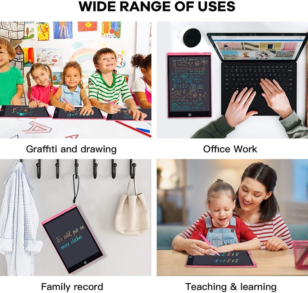 LCD Writing Tablet Drawing Board 12 Inch  Toys Christmas Birthday Gift for 3 4 5 6 7 Year Old Girls Erasable Drawing Tablet Doodle Board Toddler Learning Toys for Girls